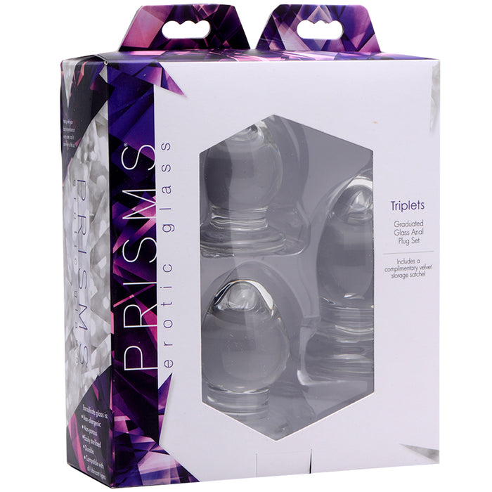 Triplets 3 Piece Glass Anal Plug Kit