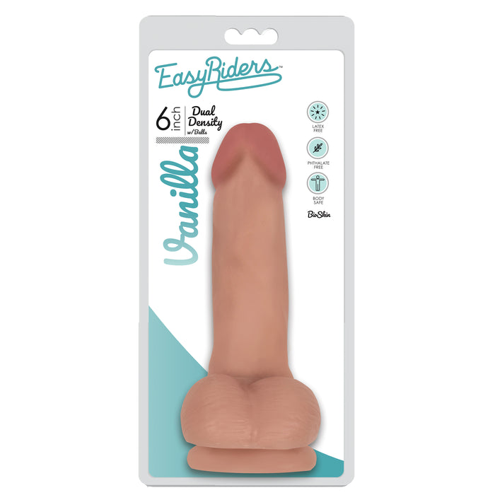 Easy Riders 6 Inch Dual Density Dildo With Balls - Flesh