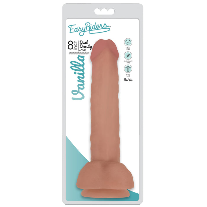 Easy Riders 8 Inch Dual Density Dildo With Balls - Flesh