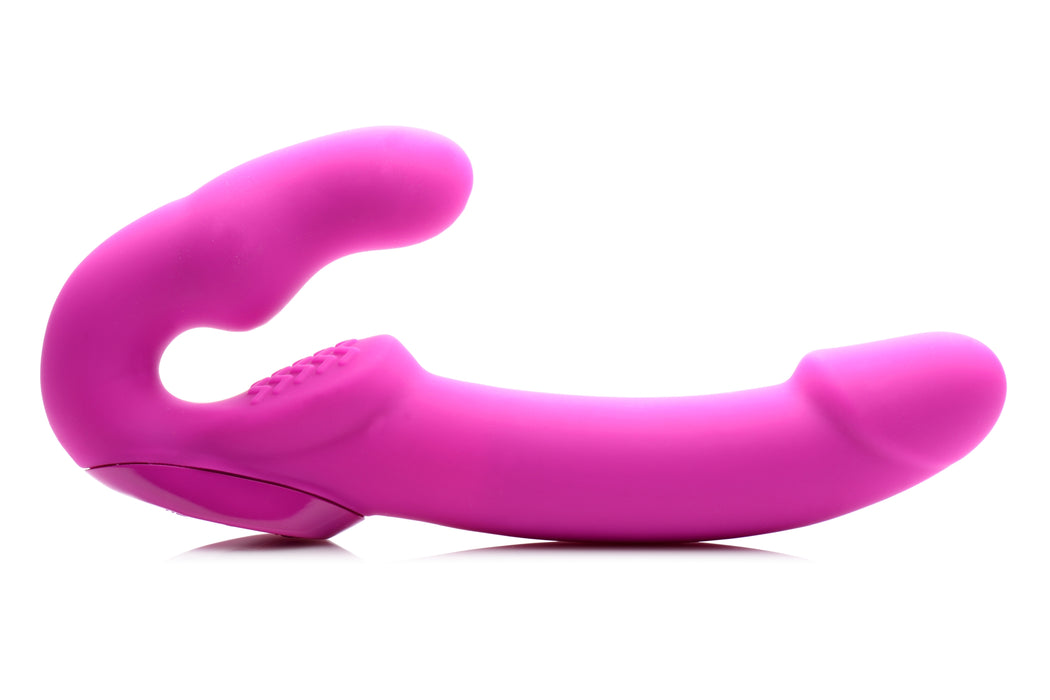 Evoke Rechargeable Vibrating Silicone Strapless Strap On - Pink