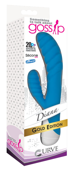 Diana 20x Rippled Silicone Rabbit Vibe- Blue