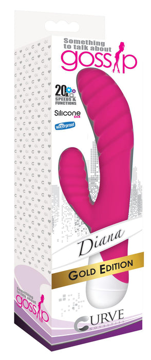 Diana 20x Rippled Silicone Rabbit Vibe- Pink