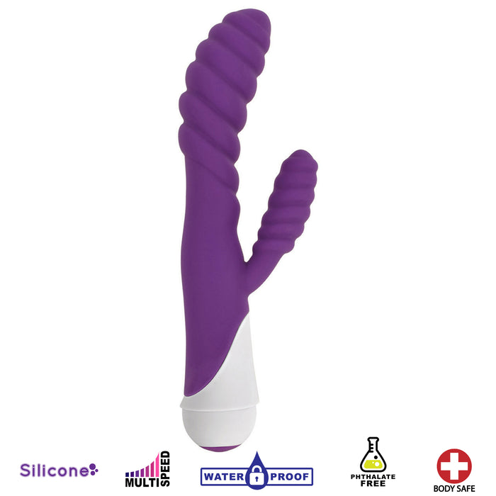 Diana 20x Rippled Silicone Rabbit Vibe- Purple