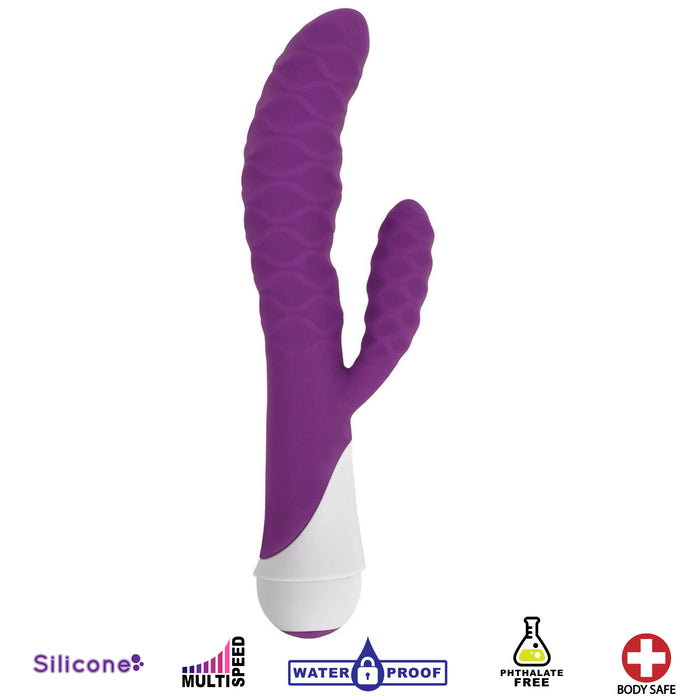 Ivy 20x Wavy Silicone Rabbit Vibe- Purple